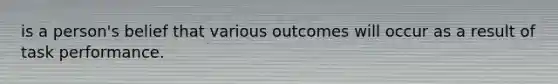 is a person's belief that various outcomes will occur as a result of task performance.