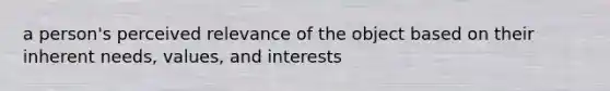 a person's perceived relevance of the object based on their inherent needs, values, and interests