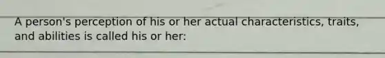 A person's perception of his or her actual characteristics, traits, and abilities is called his or her: