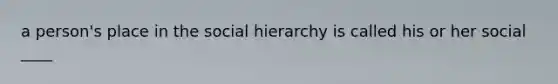 a person's place in the social hierarchy is called his or her social ____