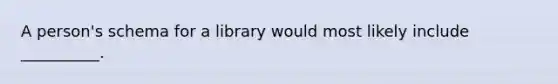 A person's schema for a library would most likely include __________.