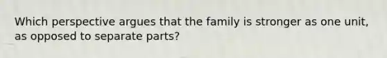 Which perspective argues that the family is stronger as one unit, as opposed to separate parts?