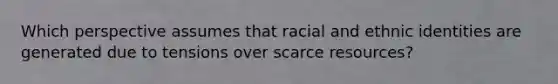 Which perspective assumes that racial and ethnic identities are generated due to tensions over scarce resources?