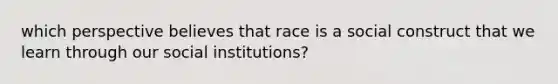 which perspective believes that race is a social construct that we learn through our social institutions?