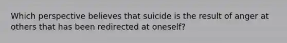 Which perspective believes that suicide is the result of anger at others that has been redirected at oneself?