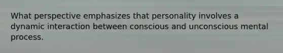 What perspective emphasizes that personality involves a dynamic interaction between conscious and unconscious mental process.