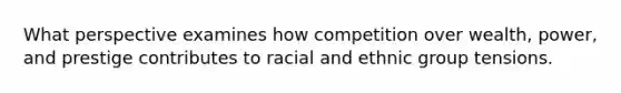 What perspective examines how competition over wealth, power, and prestige contributes to racial and ethnic group tensions.