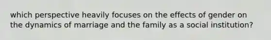 which perspective heavily focuses on the effects of gender on the dynamics of marriage and the family as a social institution?