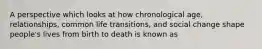 A perspective which looks at how chronological age, relationships, common life transitions, and social change shape people's lives from birth to death is known as