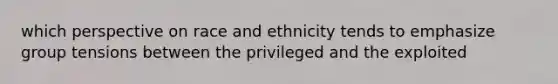 which perspective on race and ethnicity tends to emphasize group tensions between the privileged and the exploited