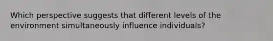 Which perspective suggests that different levels of the environment simultaneously influence individuals?