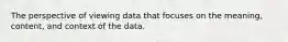 The perspective of viewing data that focuses on the meaning, content, and context of the data.