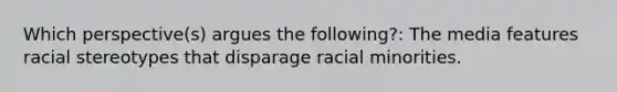 Which perspective(s) argues the following?: The media features racial stereotypes that disparage racial minorities.