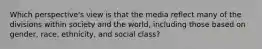 Which perspective's view is that the media reflect many of the divisions within society and the world, including those based on gender, race, ethnicity, and social class?