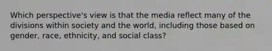 Which perspective's view is that the media reflect many of the divisions within society and the world, including those based on gender, race, ethnicity, and social class?