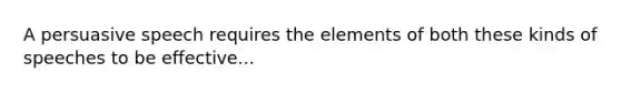 A persuasive speech requires the elements of both these kinds of speeches to be effective...