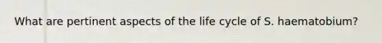 What are pertinent aspects of the life cycle of S. haematobium?