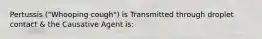 Pertussis ("Whooping cough") is Transmitted through droplet contact & the Causative Agent is: