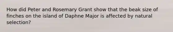 How did Peter and Rosemary Grant show that the beak size of finches on the island of Daphne Major is affected by natural selection?