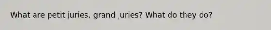 What are petit juries, grand juries? What do they do?