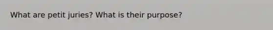 What are petit juries? What is their purpose?