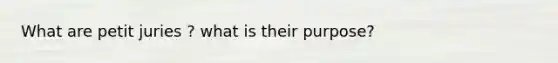 What are petit juries ? what is their purpose?