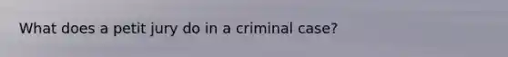 What does a petit jury do in a criminal case?