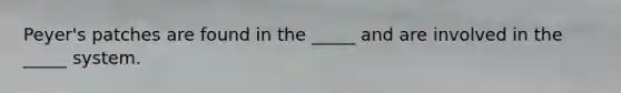 Peyer's patches are found in the _____ and are involved in the _____ system.