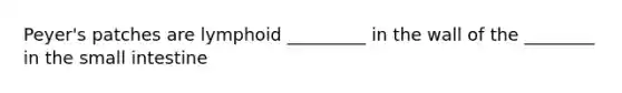 Peyer's patches are lymphoid _________ in the wall of the ________ in the small intestine