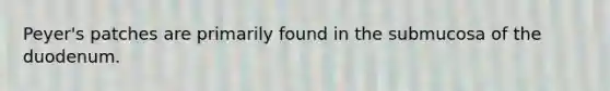 Peyer's patches are primarily found in the submucosa of the duodenum.