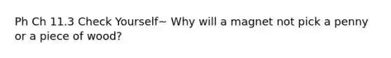 Ph Ch 11.3 Check Yourself~ Why will a magnet not pick a penny or a piece of wood?