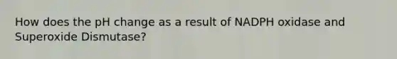 How does the pH change as a result of NADPH oxidase and Superoxide Dismutase?