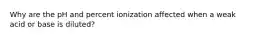 Why are the pH and percent ionization affected when a weak acid or base is diluted?