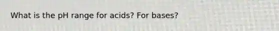 What is the pH range for acids? For bases?