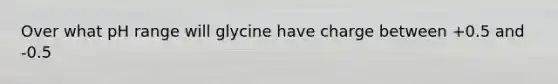 Over what pH range will glycine have charge between +0.5 and -0.5