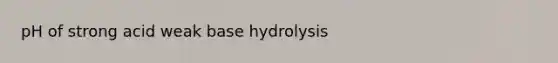 pH of strong acid weak base hydrolysis