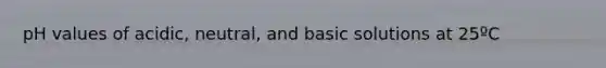 pH values of acidic, neutral, and basic solutions at 25ºC