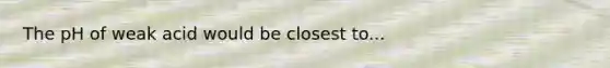 The pH of weak acid would be closest to...