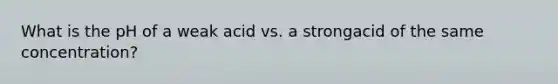 What is the pH of a weak acid vs. a strongacid of the same concentration?