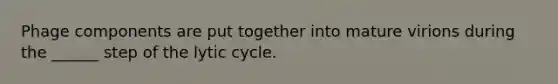 Phage components are put together into mature virions during the ______ step of the lytic cycle.