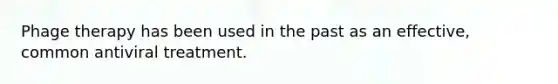 Phage therapy has been used in the past as an effective, common antiviral treatment.