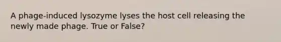 A phage-induced lysozyme lyses the host cell releasing the newly made phage. True or False?