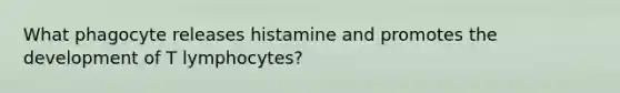 What phagocyte releases histamine and promotes the development of T lymphocytes?