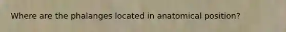 Where are the phalanges located in anatomical position?
