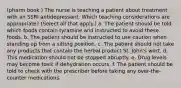 (pharm book ) The nurse is teaching a patient about treatment with an SSRI antidepressant. Which teaching considerations are appropriate? (Select all that apply.) a. The patient should be told which foods contain tyramine and instructed to avoid these foods. b. The patient should be instructed to use caution when standing up from a sitting position. c. The patient should not take any products that contain the herbal product St. John's wort. d. This medication should not be stopped abruptly. e. Drug levels may become toxic if dehydration occurs. f. The patient should be told to check with the prescriber before taking any over-the-counter medications.