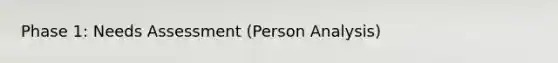 Phase 1: Needs Assessment (Person Analysis)