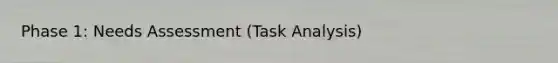 Phase 1: Needs Assessment (Task Analysis)