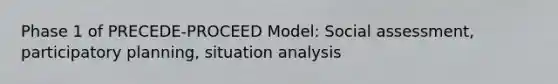 Phase 1 of PRECEDE-PROCEED Model: Social assessment, participatory planning, situation analysis