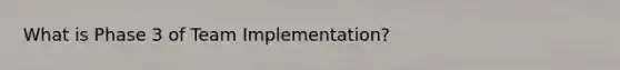 What is Phase 3 of Team Implementation?