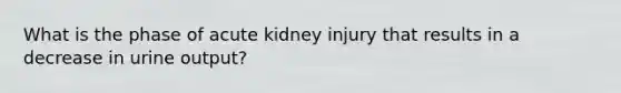 What is the phase of acute kidney injury that results in a decrease in urine output?